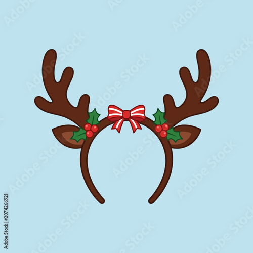 Festive reindeer antler headband with holly berries