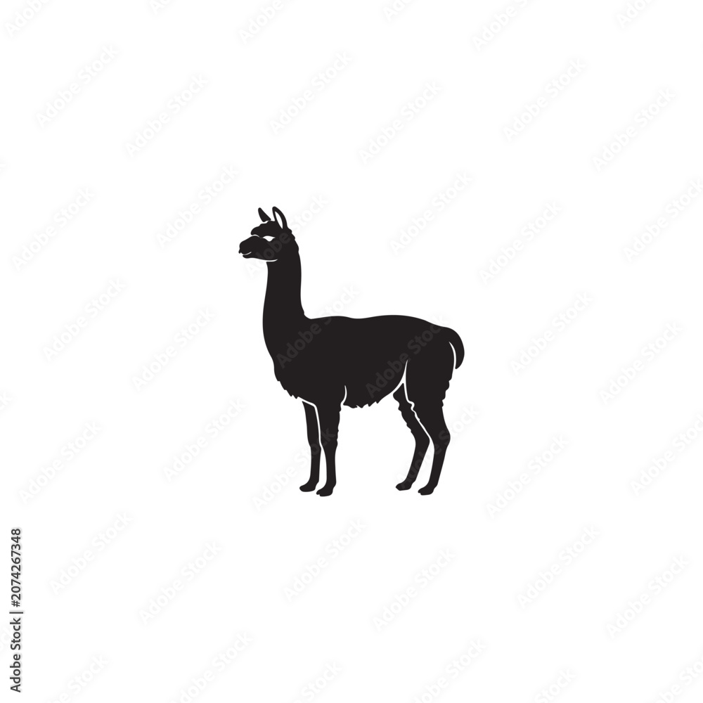 Obraz premium Alpaca silhouette vector art animal on a white background