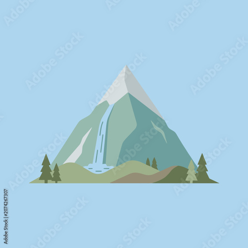 A flat vector illustration of a mountain peak