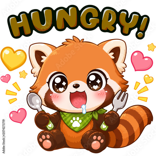 Hungry Red Panda Animal Clipart