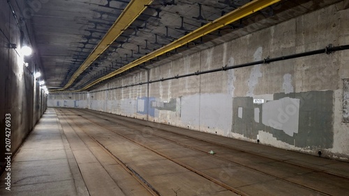 Photography Empty underground streetcar tunnel in downtown Toronto Canada