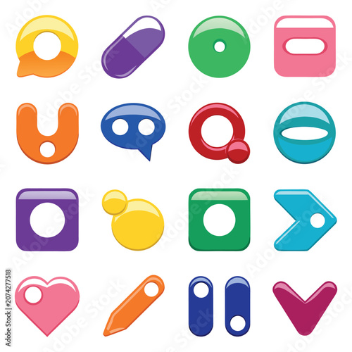 Glossy plastic and shiny 3D rendering icons pack on white background