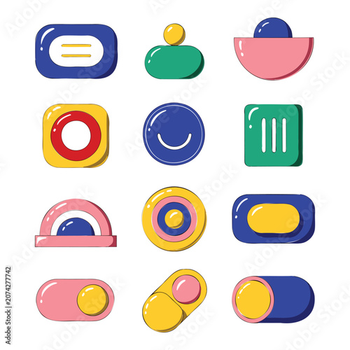 Glossy plastic and shiny 3D rendering icons pack on white background