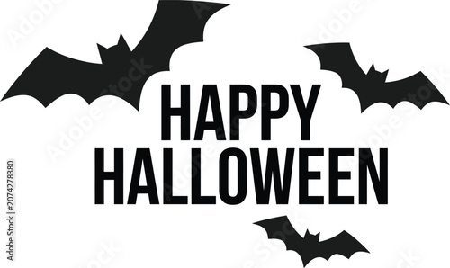 Happy halloween wishes with spooky bats greeting card design