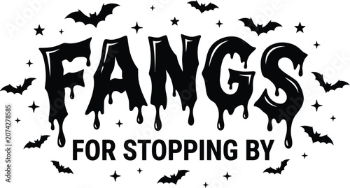 Fangs for stopping by a spooky helloween graphic with bats and stars