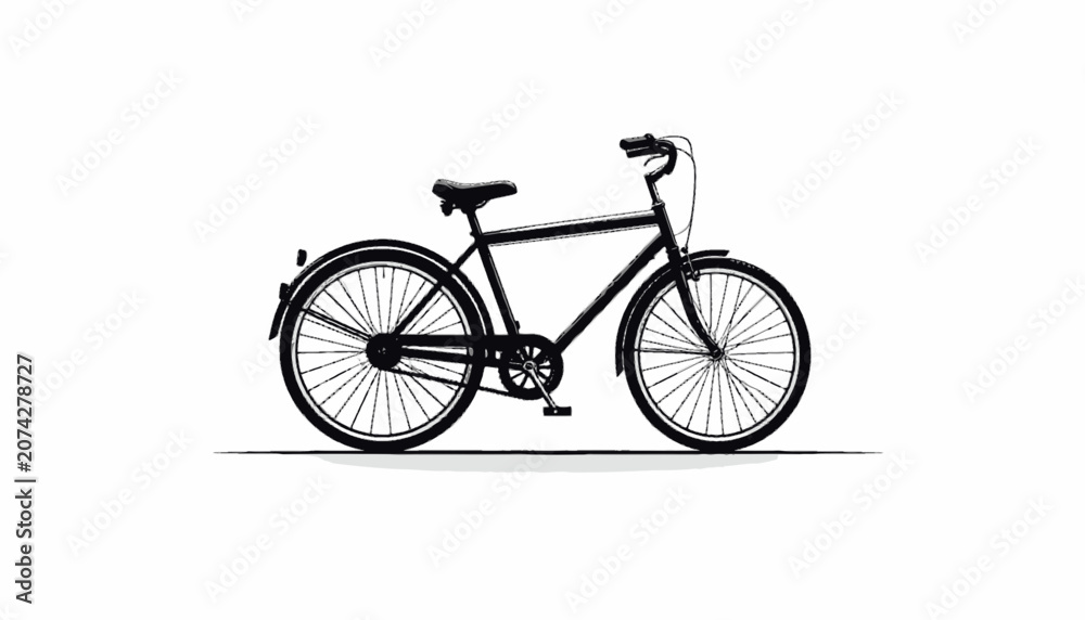 Naklejka premium Black bicycle with two wheels.