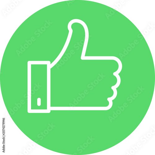 thump up in green button icon
