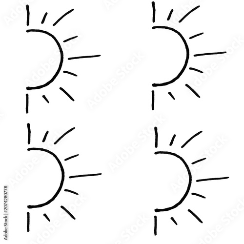 Hand Drawn Sun Doodle Pattern — Set of 4 Sketch Style Suns