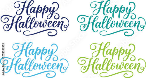 Happy halloween wishes in colorful calligraphy styles