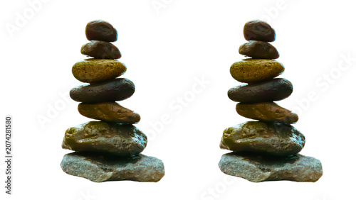 Canvas Print Stack of balanced stones isolated on transparent background