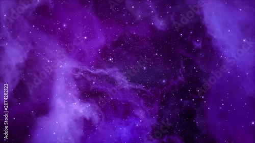 Cosmic Journey Through a Purple Nebula