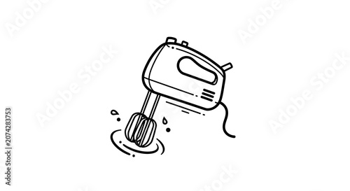 Hand mixer icon, kitchen appliance for baking and cooking