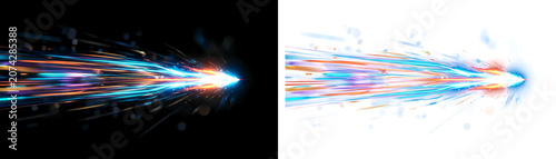 Glowing light trail, neon effect, colorful streak, motion blur