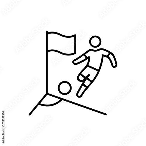 Obraz na plátně Outline icon of a player taking a corner kick on the pitch.