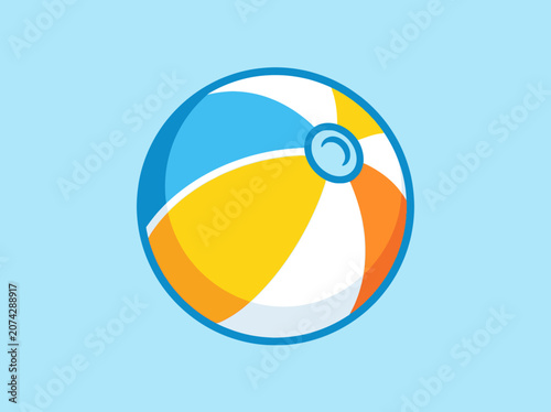 Colorful inflatable beach ball icon on a light blue background