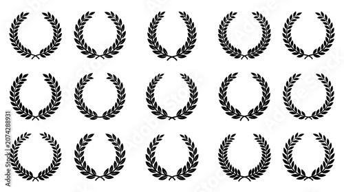 Bild auf Leinwand Collection of various laurel wreath designs.
