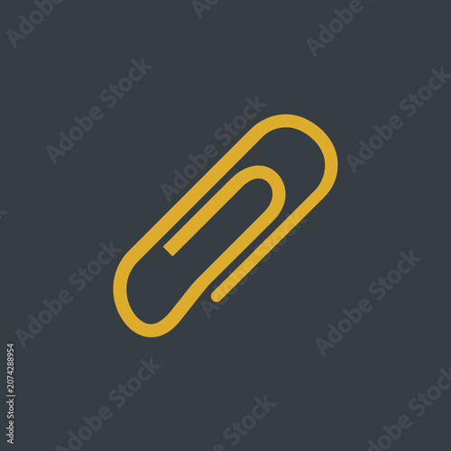 A yellow paperclip icon is centered on a dark gray background