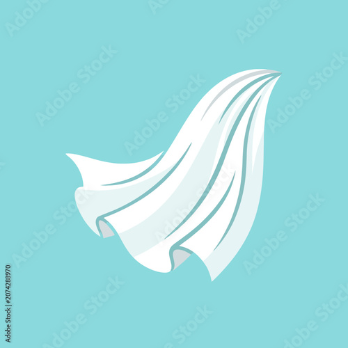 White flowing fabric icon isolated on a light blue background