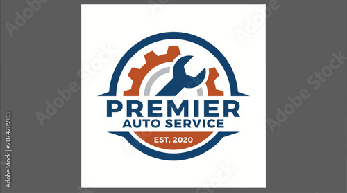 Fotografie Premier Auto Service logo with wrench and gear.