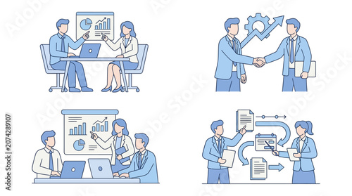 Business professionals working together in a modern office setting