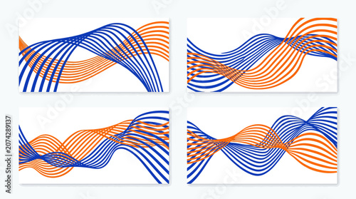 Abstract blue and orange wavy lines on a white background