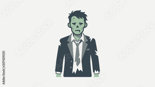 Konstfotografi A cartoon zombie businessman wearing a tattered suit