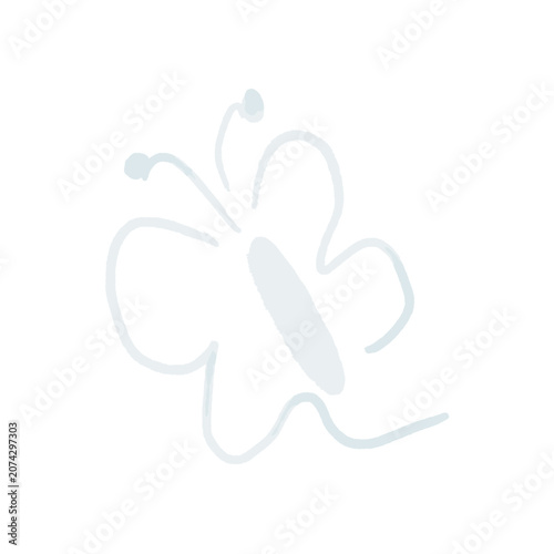 Light Blue Butterfly Watercolor Illustration Isolated