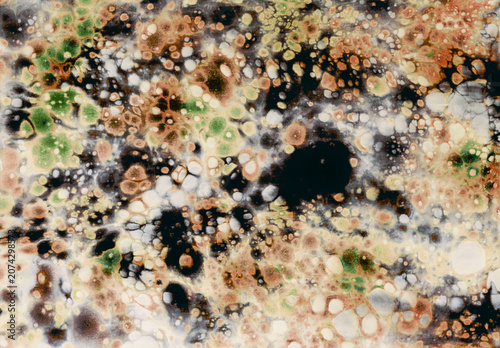 Fotografía Abstract earthy mineral fluid art background with orbicular jasper stone texture and cellular pattern