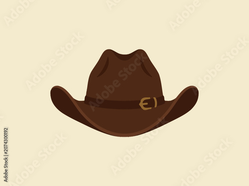 Tableau sur toile A classic brown cowboy hat with a leather buckle strap