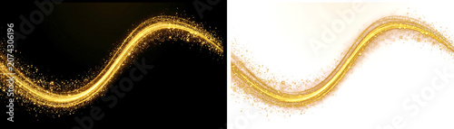 Golden wave, sparkly curve, shiny line, abstract background element