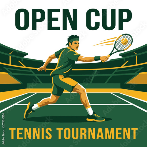 Energetic Tennis Player In Action At Championship Game In A Stadium