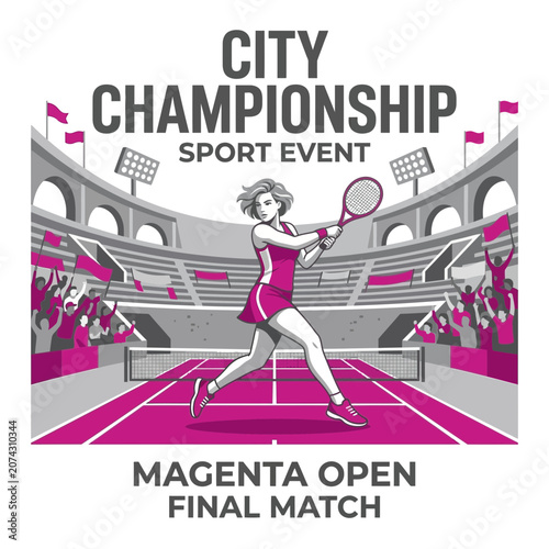 Energetic Tennis Player In City Championship Magenta Open Final Match