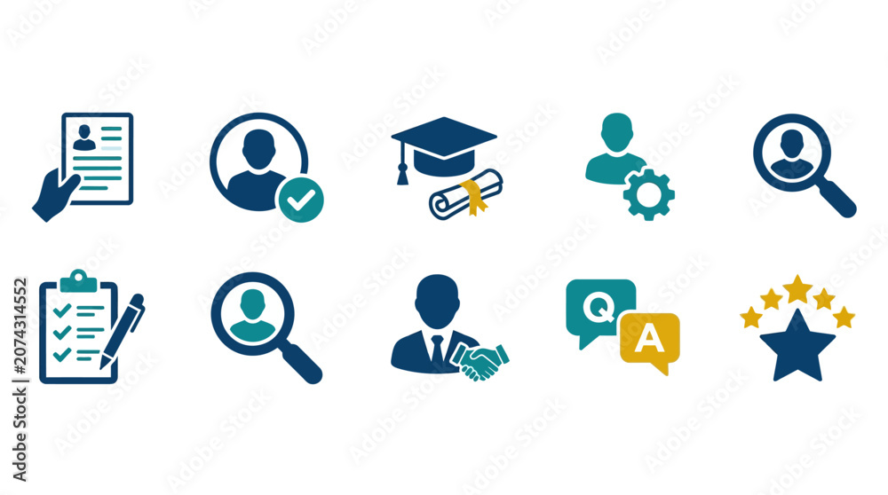 Fototapeta premium A set of professional human resources and recruitment icons