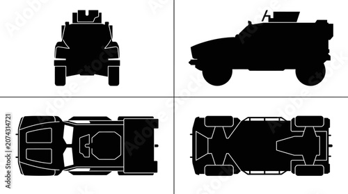 Bild auf Leinwand MRAP Mine Resistant Ambush Protected Armored Vehicle Silhouette