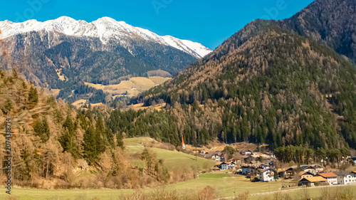 Alpine spring view near Trens, Freienfeld, Wipptal valley, South Tyrol, Italy
