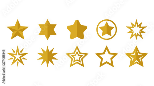 A collection of golden star icons on a white background