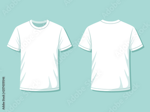 Front and back view of a white t-shirt template