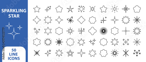 Sparkling Star Icons Set – Magic, Shine, Glitter and Twinkle Vector Symbols