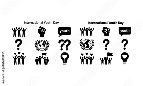 International Youth Day icons and symbols Keywords: international youth day, youth, day, icon