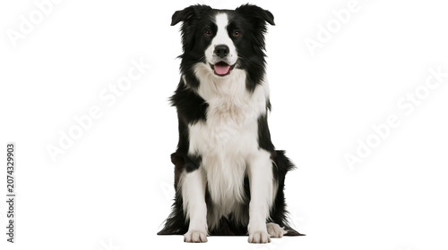 Photos Border Collie dog sitting with mouth open and tongue out