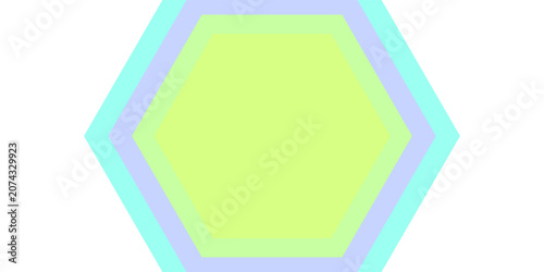 Abstract pastel colorful hexagon shape on white background.
