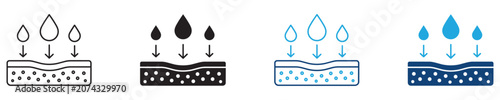 Absorbent layer icon water absorption symbols for hygiene products and medical applications. Vector illustration.