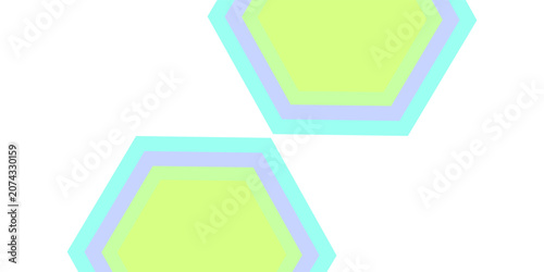 Abstract pastel colorful hexagon shape on white background.