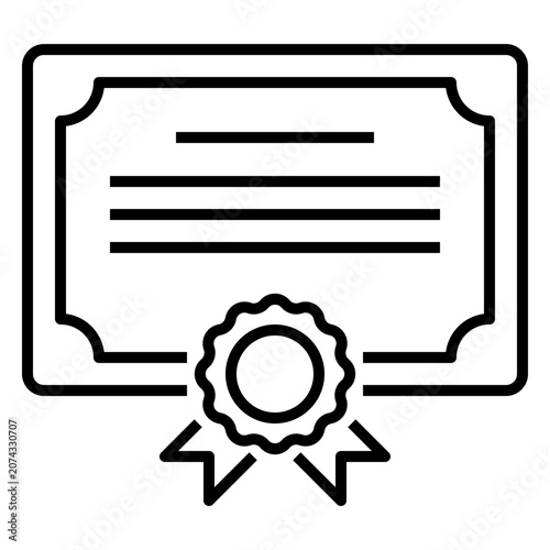 Certificate icon with line or outline style