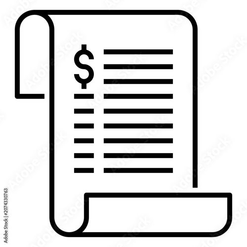 Invoice icon with line or outline style