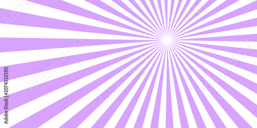 Abstract light purple sunburst background with white rays.