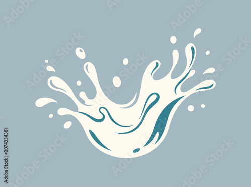 Bild auf Leinwand A stylized white water splash illustration on a blue background