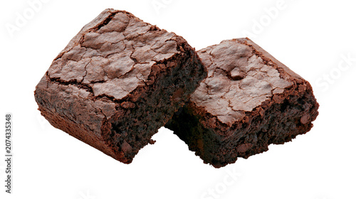 Canvastavla Two rich dark chocolate brownies with cracked tops and chocolate chips