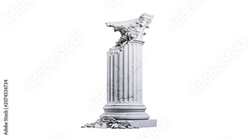 Tableau sur toile Broken ancient marble column with debris