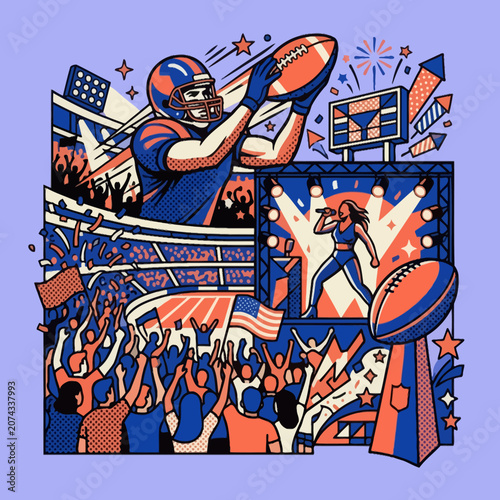 Fényképezés Retro illustration of a football championship game celebration
